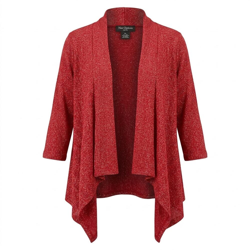 NWT Nue Options Red Knit Stretch 3/4 Sleeve Sweater Women Petite Size PL